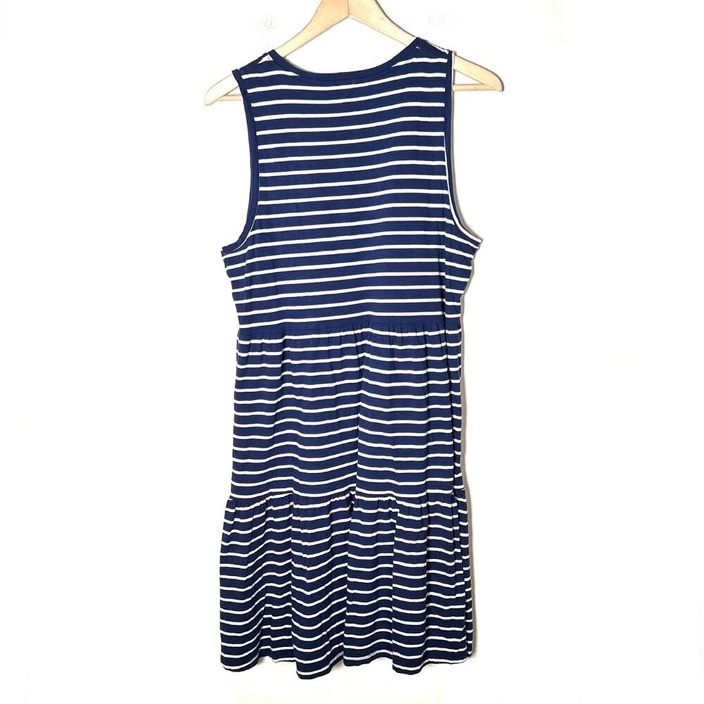 J. Crew royal blue white striped pleated sleeveless casual dress medium M B100 - Picture 4 of 4